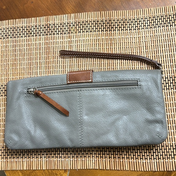 NINO BOSSI GENUINE LEATHER CLUTCH BAG GREY SIZE S - Picture 2 of 13